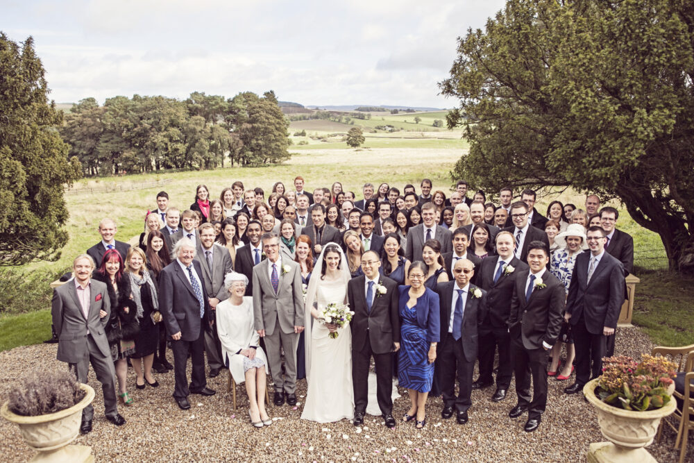 all guests wedding group photo