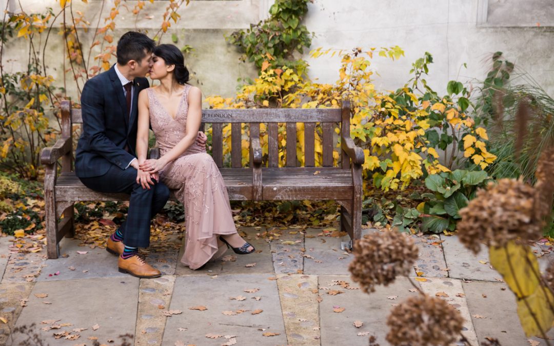 London Engagement Photography – St Dunstan in the East Autumn Engagement – Ai Yun & Gary